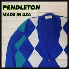 【USA製】ペンドルトンPENDLETONレトロアーガイル柄カーディガンニット