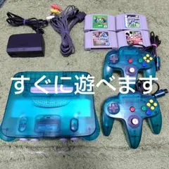 【動作確認済】ニンテンドー64　本体 クリアブルー　ソフト　セット　①