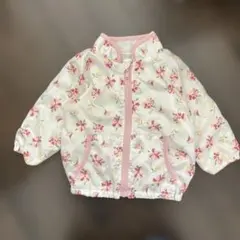 ウィンドブレーカー　80cm 花柄　ホワイトピンク