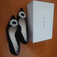 RANDA ブラック パール装飾 ハイヒール 箱付き 22.5cm