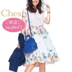 ⑤【新品】Chesty チェスティ グラデーション ローズ スカート 薔薇 花柄のサムネイル