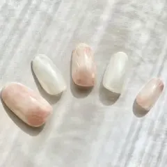 ネイルチップ　うるちゅる血色ピンク ×韓国風 透明感 大人可愛い ブライダル