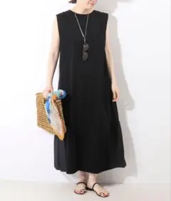 極美品 ヨリ yori リネン ロングワンピース フレンチスリーブ ゆったり 