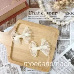 ｟再販｠大人気⋈アイボリーレース ベビーキッズヘアクリップお得な2点セット 3