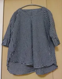 シマムラ しまむら ギンガムチェック カットソー 5部袖 M