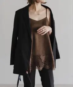 【新品】Bonjour Sagan レーストリムキャミソール ブラウン