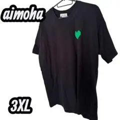 aimoha ブラック 3XL Tシャツ グリーンハート刺繍