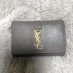 YSL イヴサンローラン グレー レザー キーケース