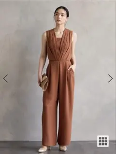 AIMERオールインワンパンツドレス レンガ オレンジ