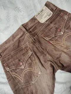 送料込み★EDWINブルートリップ503ブラウン系　ダメ－ジデニム　size34