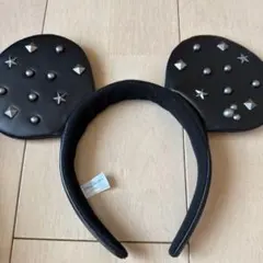 スタッズ付きブラックミッキー耳カチューシャ