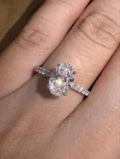 オーバルカット ラボダイヤモンド リング 18K WG - メルカリ