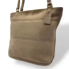 良品 オールドコーチ ショルダーバッグ 肩掛け ヌバック ベージュ 型押しロゴ