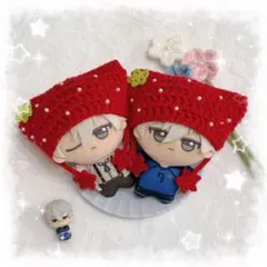 編み物 ちびぐるみ ぬい服 猫耳ニット帽 いちごセット