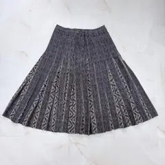 プリーツスカート ロング丈 総柄 タイダイ柄 古着 青系 M〜L相当