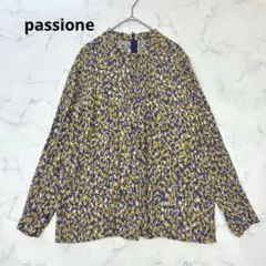 passione パッシオーネ　総柄ブラウス　プルオーバー　バンドカラー　とろみのサムネイル