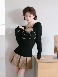 ポイントチェックニットミニワンピース darich