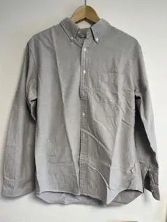 グレー ボタンダウンカラー 長袖シャツ　Ｌ　オックスフォード