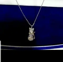 猫モチーフジルコニアネックレス⭐シルバーカラー MJC
