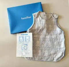 【美品】familiar ガーゼスリーパー グレー 動物柄