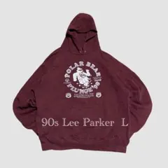 90s Lee パーカー L バーガンディ Polar Bearプリントくまのサムネイル