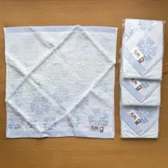 新品未使用　今治タオル　水色 花柄 タオルハンカチ 4枚セット