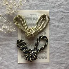 ブラック＆ゴールド　紐セット　　成人式　卒業式　和装　ヘアアクセサリー