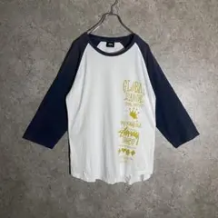 【希少】STUSSYロゴラグランTシャツ バイカラー ステューシー 七分袖