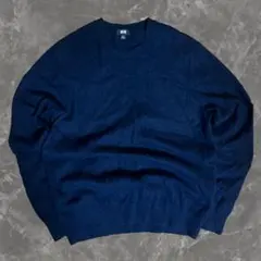 【UNIQLO】　カシミヤクルーネックニットセーター　ネイビー