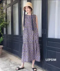 【WEB限定】リネンMIX柄ノースリワンピース　180761
