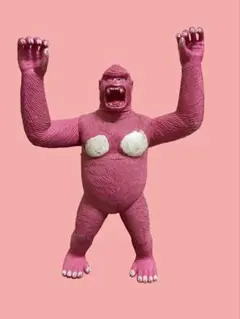 「レア」大きな キングコング？ ピンクゴリラ ソフビ ビンテージ 当時 30㌢ レア」大きな キングコング？ ピンクゴリラ ソフビ ビンテージ 当時 30