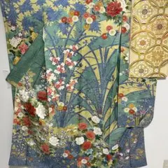 豪華振袖５点セット！！　豪華な手描き友禅　刺繍　花柄　振袖　着物スキ倶楽部６８８