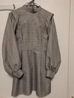 グレー系チェック 長袖シャツ L