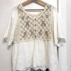 apres journal 綿100% レーストップス M☆美品 アプレジュール