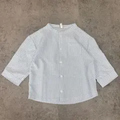 サマンサモスモス ラーゴム ストライプシャツ ブルー 120 春