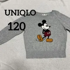 ユニクロ Disney ミッキーマウス ニット セーター グレー 120