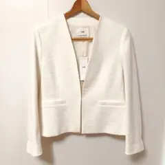 新品✨23区 　ツイードノーカラージャケット　オフホワイト　M