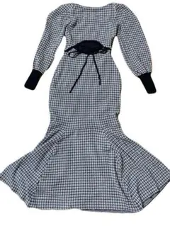 リゼクシー　バイカラーツイードマーメイドニットワンピース