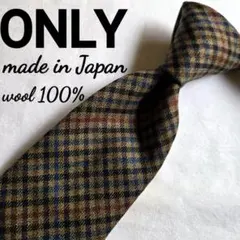 美品　ONLY PREMO ブラウン　チェック　ネクタイ 日本製 ウールのサムネイル