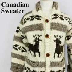 Canadian Sweater ニット カーディガン 白茶 F 0460-Aのサムネイル