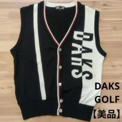 DAKS　GOLF　Vネックベスト Mサイズ 黒/アイボリーGOLF春ベストのサムネイル
