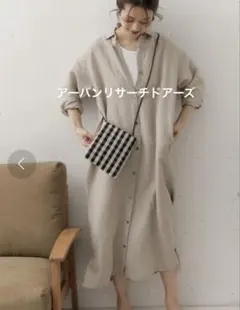 アーバンリサーチドアーズ　リネン 長袖 ロングシャツワンピース