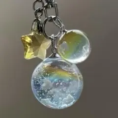 空玉　虹玉　イエロー　レインボー　チャーム　キーホルダー