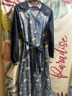 asknowasdewanデニム 花柄 ワンピース