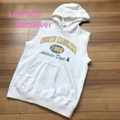 ラブラドールリトリバー　ノースリーブフーディ　フード付きノースリーブ　白　M