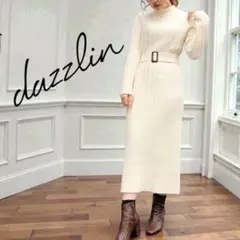 dazzlin ダズリン ケーブルコンビベルト付ニットワンピース アイボリー F
