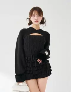 Darich フリルニットコンビネゾン FREE BLK