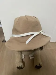 CA4LA ベージュ ハット 白リボン付き