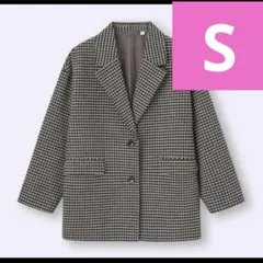 GU コージーメルトンチェックハーフコート　Sサイズ