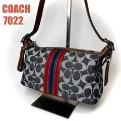 ☆未使用級 コーチ 7022 シグネチャー ストライプ デミポーチ ハンドバッグ